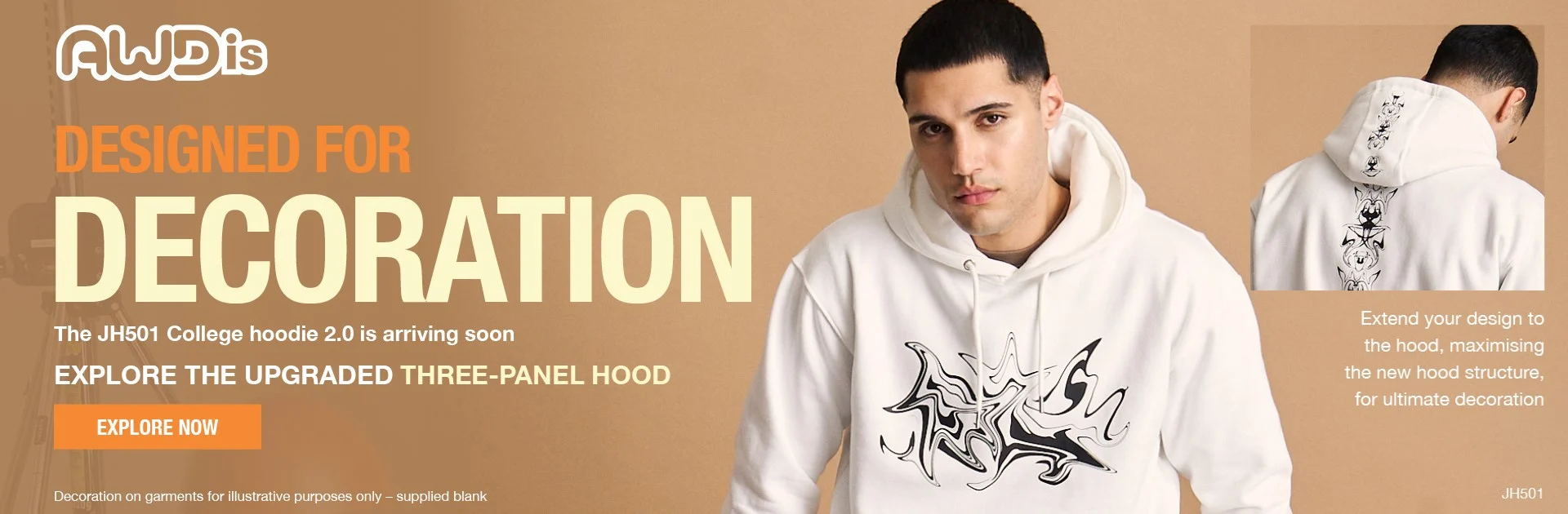 AWDis JH501 College Hoodie 2.0 designed for decoration