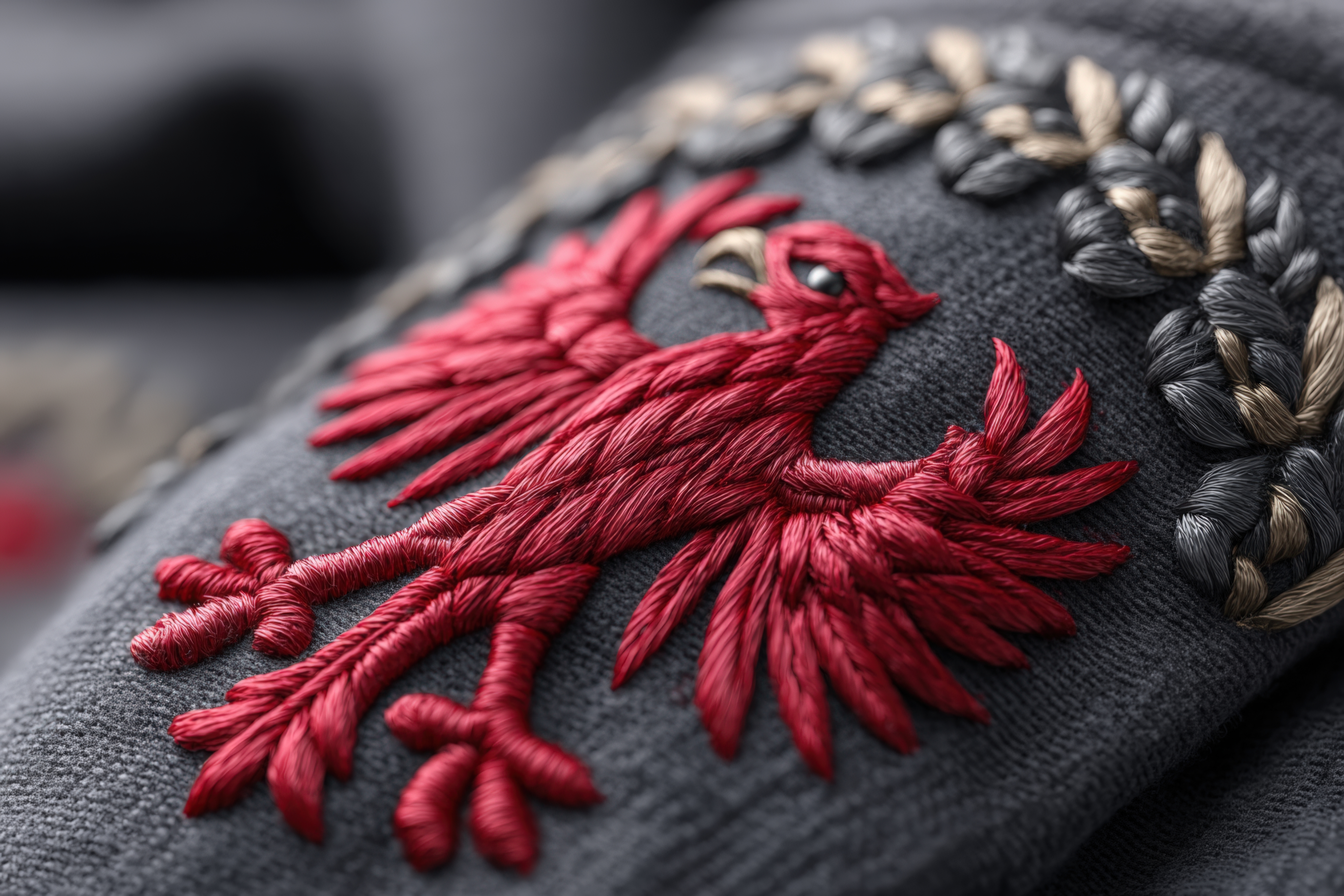 Detailed embroidered eagle design