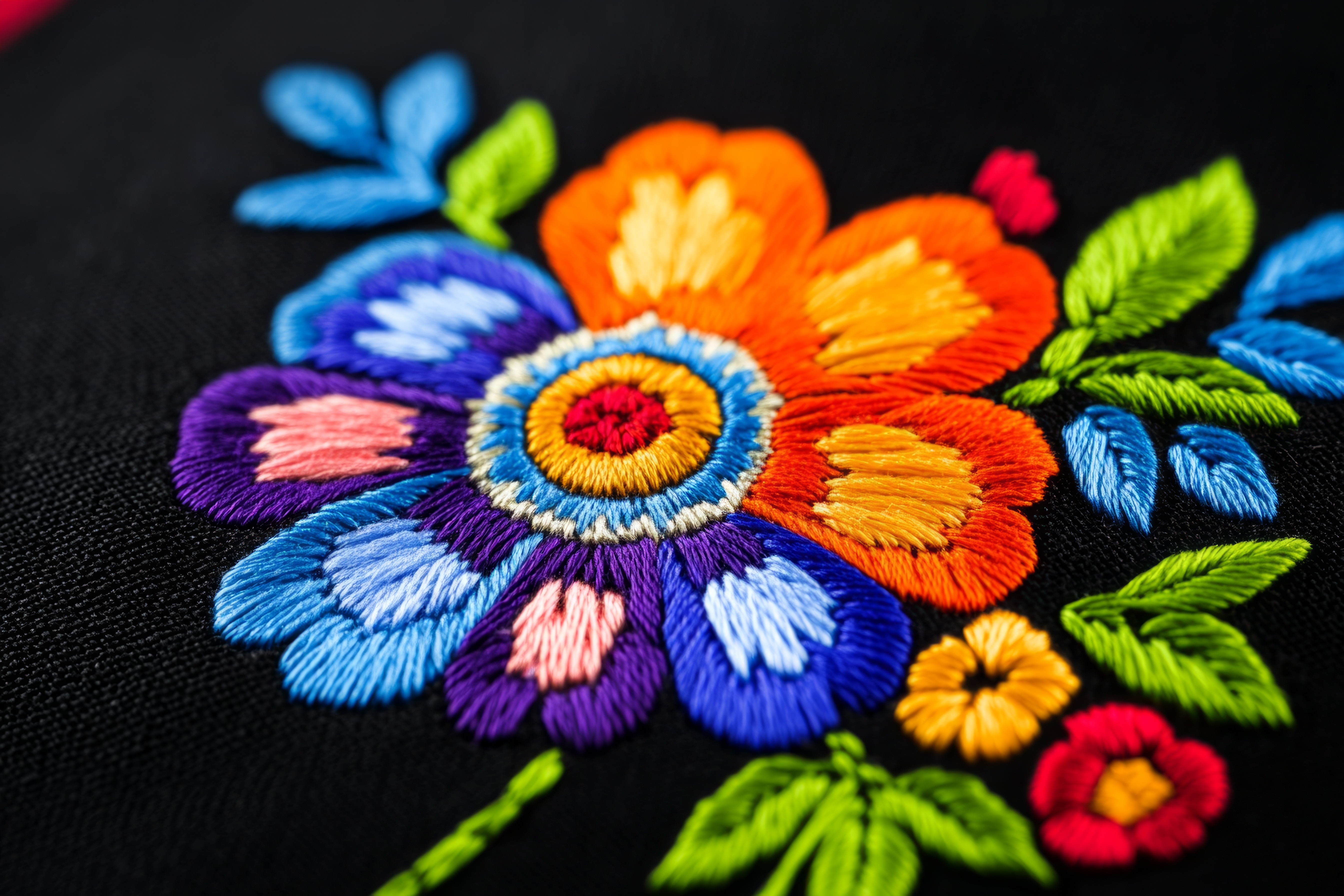 Vibrant Mexican embroidery patterns