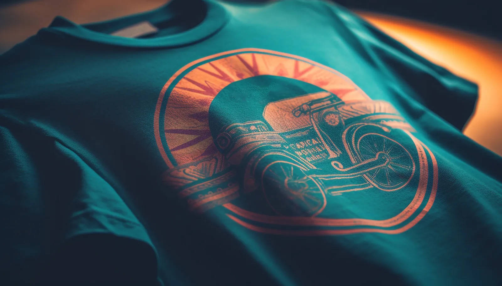 Blue shirt with printed design