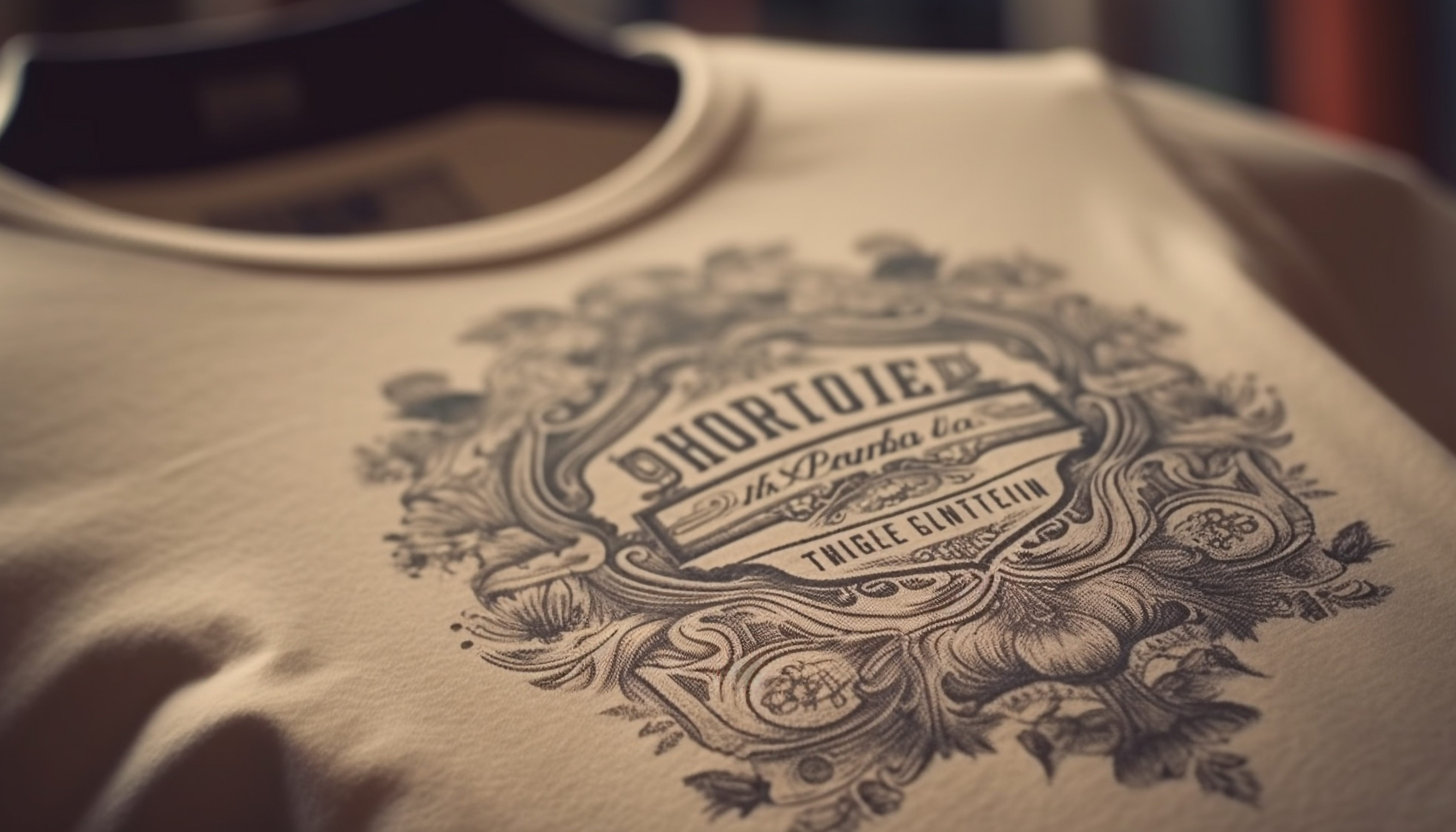 Antique label on elegant silk dress design